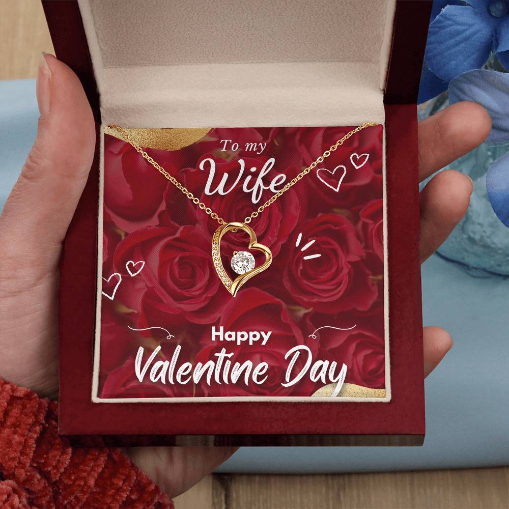 Happy Valentine's Day Necklace, Gift for Wife, Girlfriend, Necklace with Meaningful Card