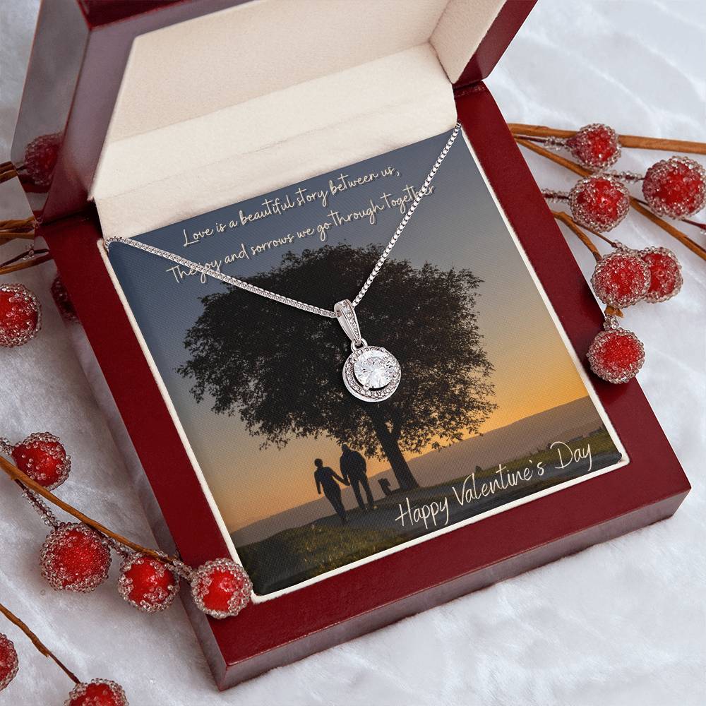 Happy Valentine's Day Necklace, Gift for Wife, Girlfriend, Necklace with Meaningful Card