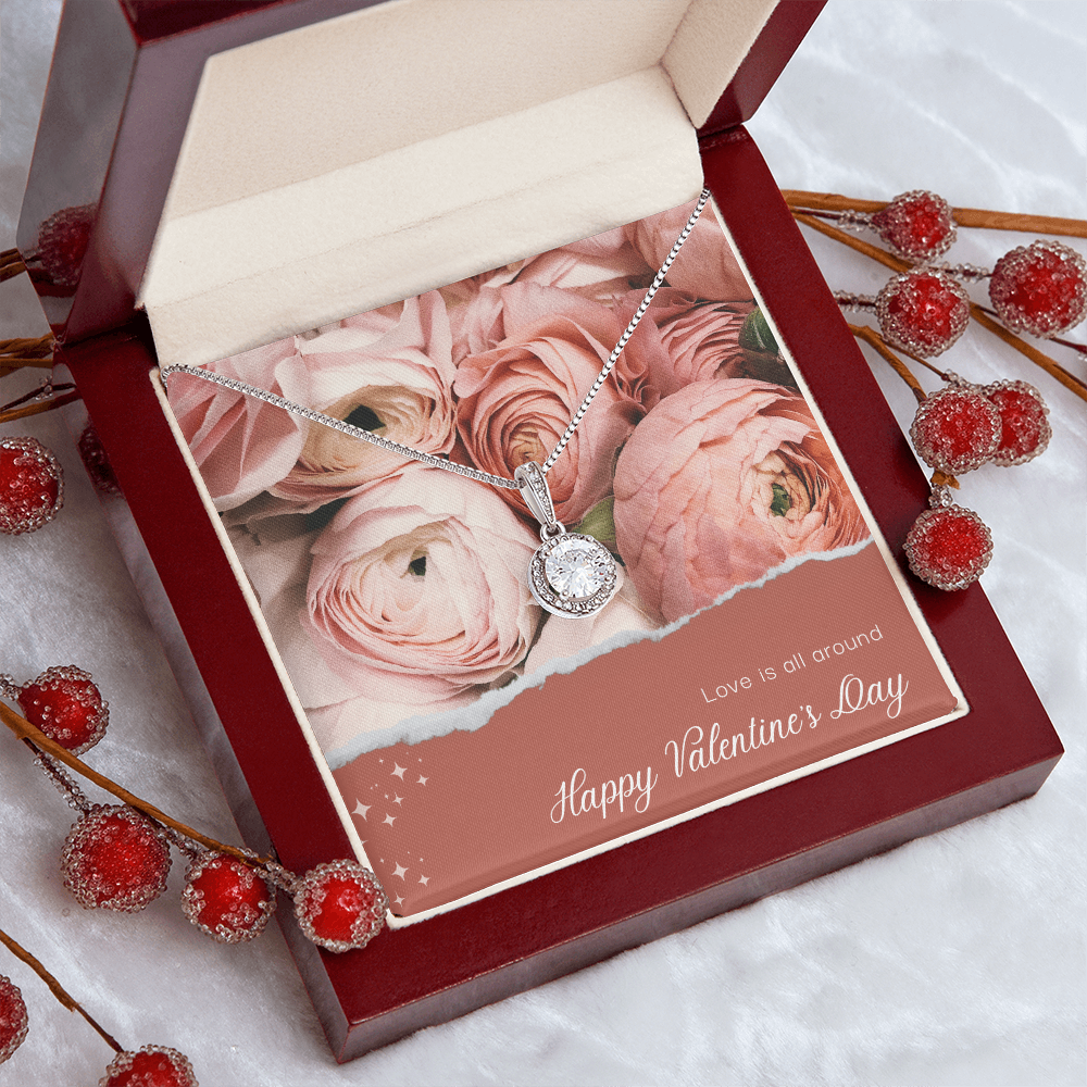 Happy Valentine's Day Necklace, Gift for Wife, Girlfriend, Necklace with Meaningful Card