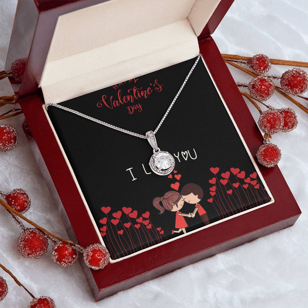 Happy Valentine's Day Necklace, Gift for Wife, Girlfriend, Necklace with Meaningful Card