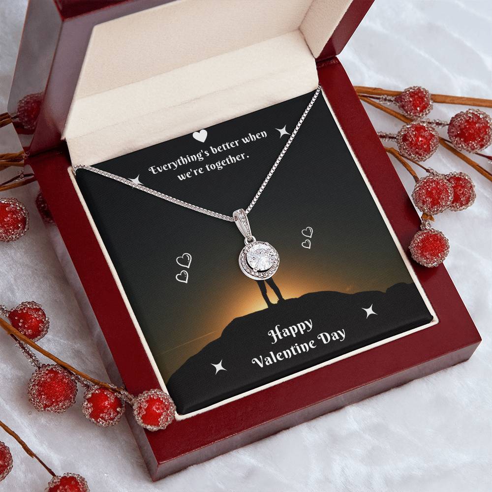 Happy Valentine's Day Necklace, Gift for Wife, Girlfriend, Necklace with Meaningful Card