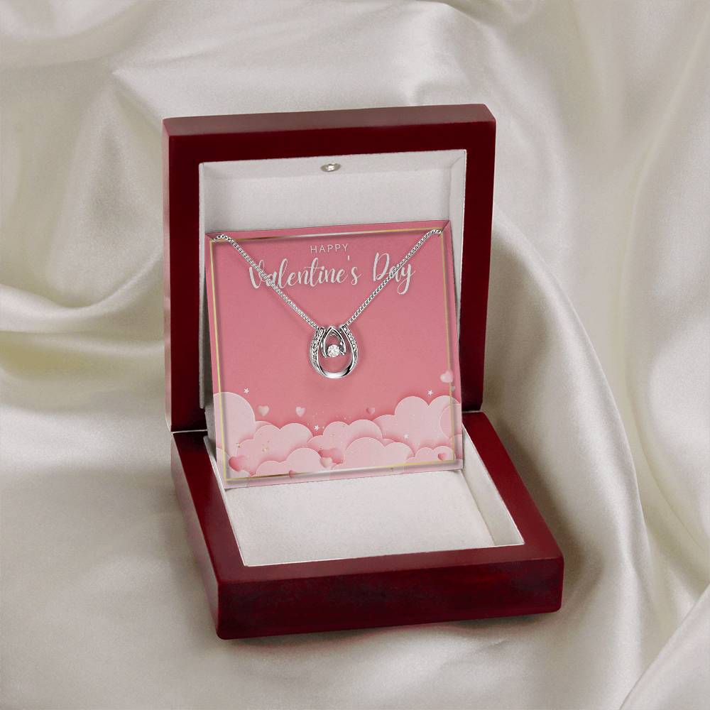 Happy Valentine's Day Necklace, Gift for Wife, Girlfriend, Necklace with Meaningful Card