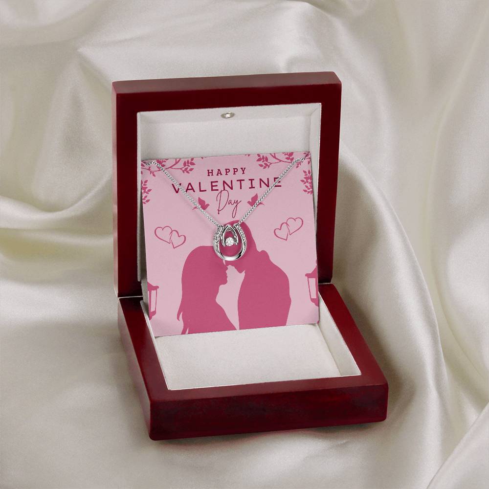 Happy Valentine's Day Necklace, Gift for Wife, Girlfriend, Necklace with Meaningful Card