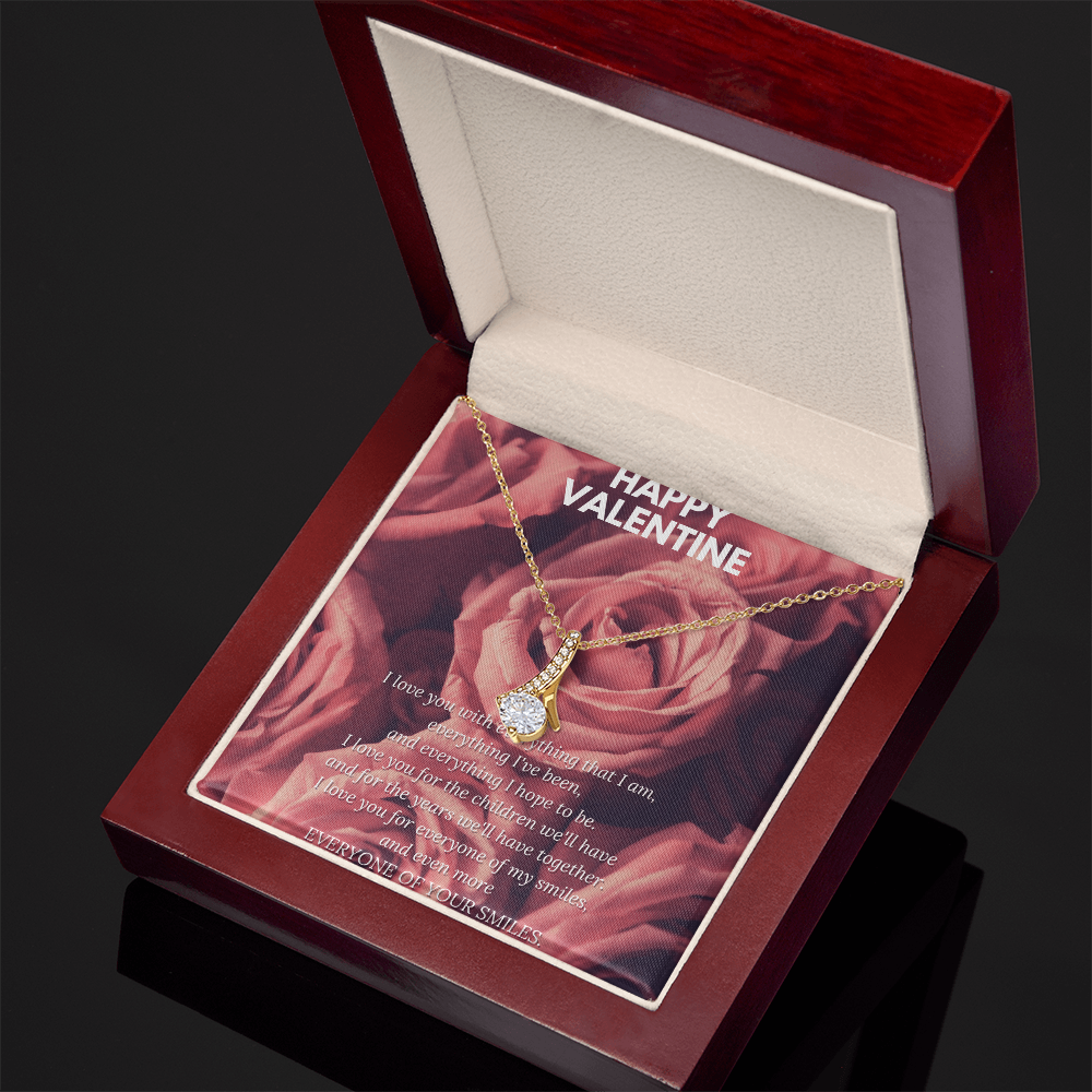 Happy Valentine's Day Necklace, Gift for Wife, Girlfriend, Necklace with Meaningful Card