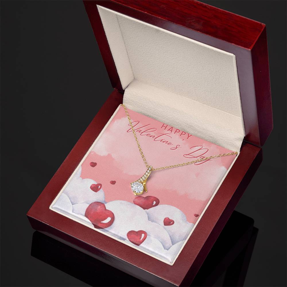 Happy Valentine's Day Necklace, Gift for Wife, Girlfriend, Necklace with Meaningful Card