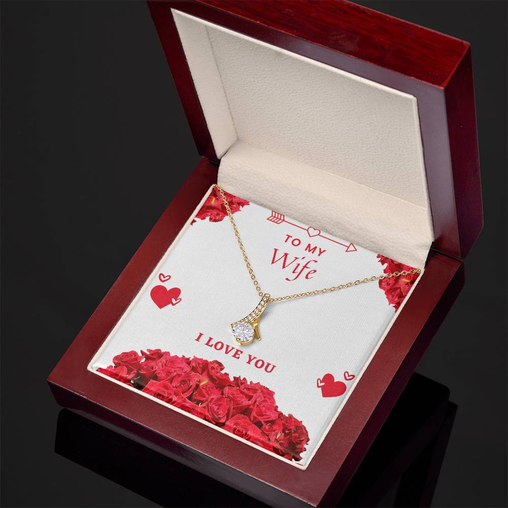 Happy Valentine's Day Necklace, Gift for Wife, Girlfriend, Necklace with Meaningful Card