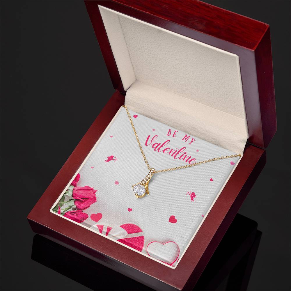 Happy Valentine's Day Necklace, Gift for Wife, Girlfriend, Necklace with Meaningful Card