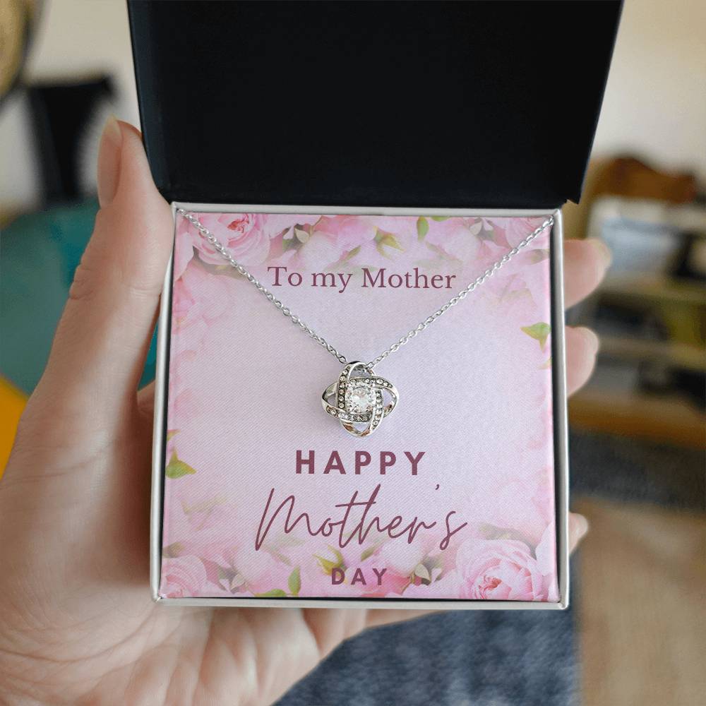 To My Beautiful Mom From Daughter Love Knot Necklace, Mother Jewelry with Meaningful Card, Mother Daughter Necklace