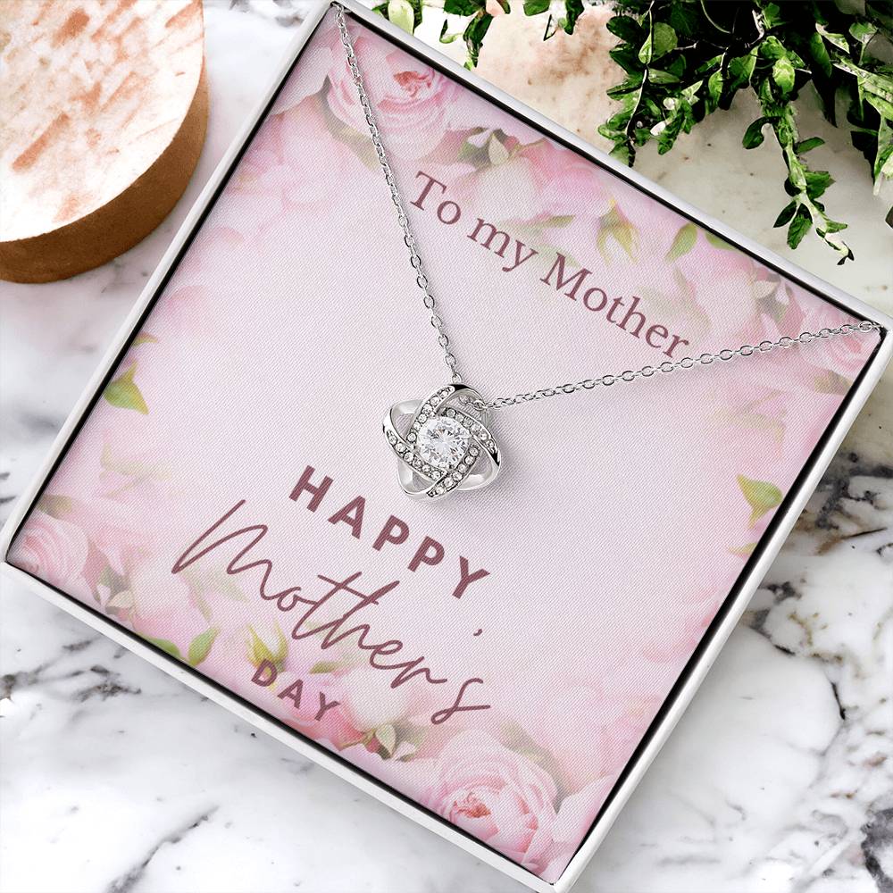 To My Beautiful Mom From Daughter Love Knot Necklace, Mother Jewelry with Meaningful Card, Mother Daughter Necklace