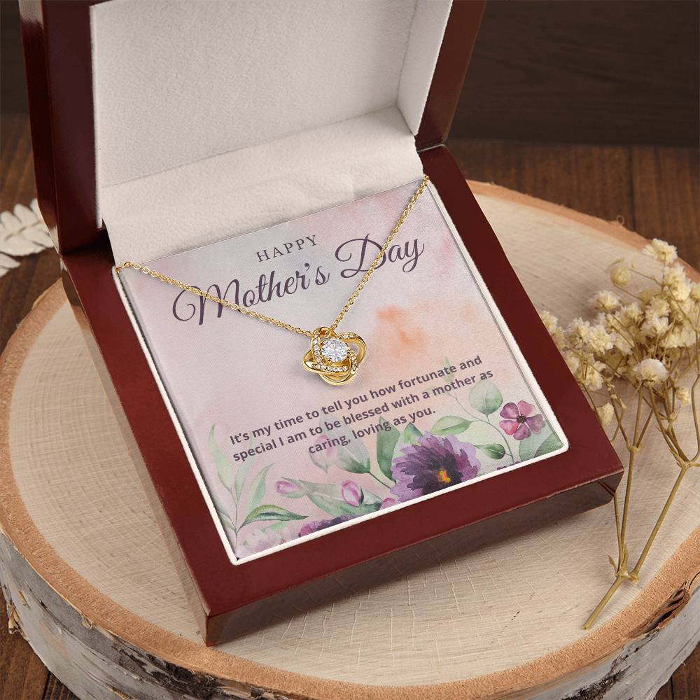 To My Beautiful Mom From Daughter Love Knot Necklace, Mother Jewelry with Meaningful Card, Mother Daughter Necklace
