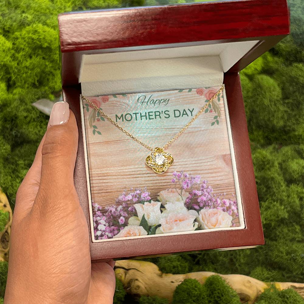 To My Beautiful Mom From Daughter Love Knot Necklace, Mother Jewelry with Meaningful Card, Mother Daughter Necklace
