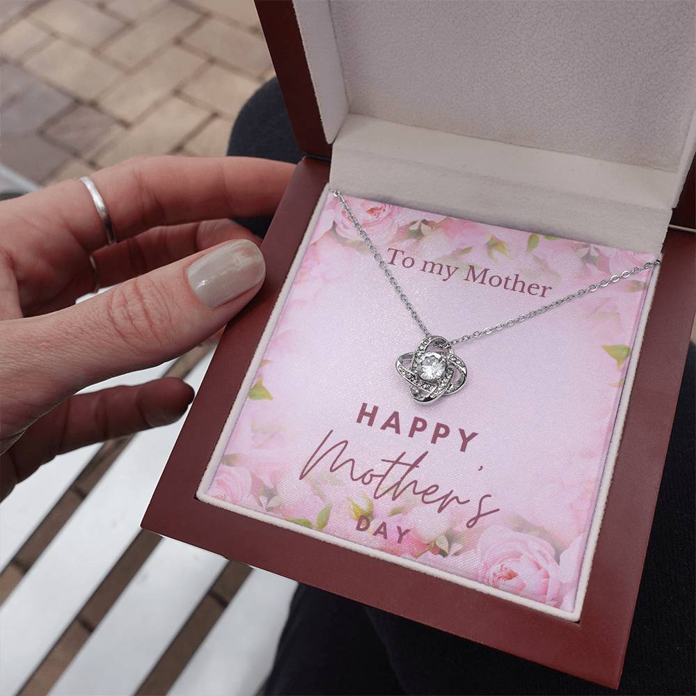 To My Beautiful Mom From Daughter Love Knot Necklace, Mother Jewelry with Meaningful Card, Mother Daughter Necklace