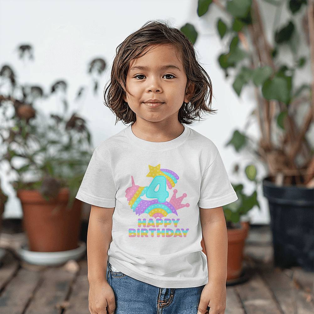 Pop it Birthday Tshirt, Happy Birthday Tshirt, Birthday Tshirt for 4 years old, tshirt for kids
