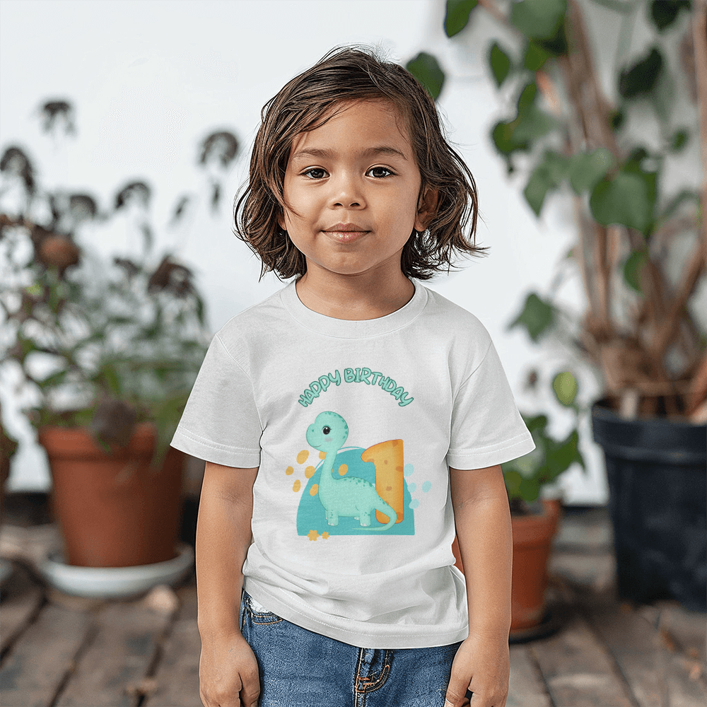 Blue Dinosaur Birthday Tshirt, Happy Birthday Tshirt, Birthday Tshirt for 1 year old, tshirt for kids