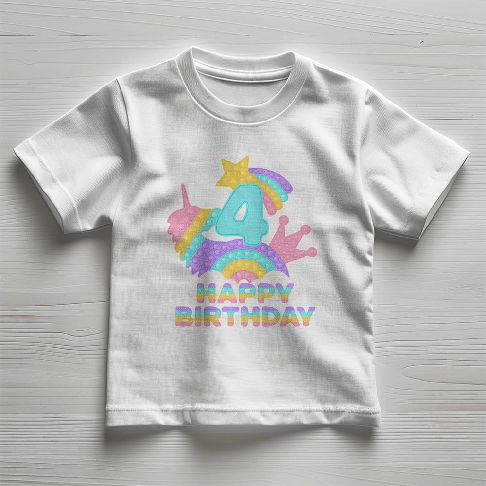 Pop it Birthday Tshirt, Happy Birthday Tshirt, Birthday Tshirt for 4 years old, tshirt for kids