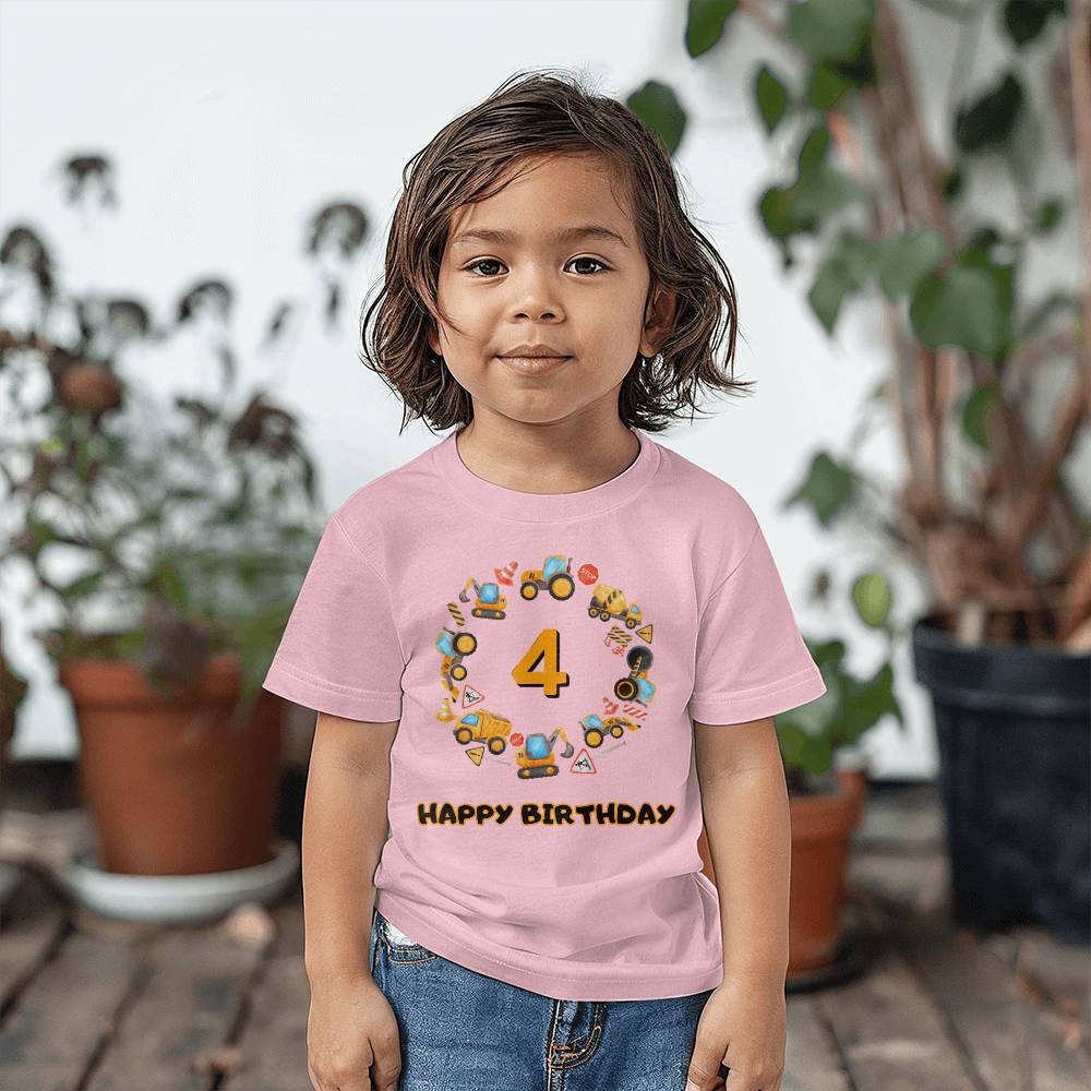 Construction Truck Tshirt, Birthday tshirt for kids, Birthday Tshirt for 4 years old, Construction theme