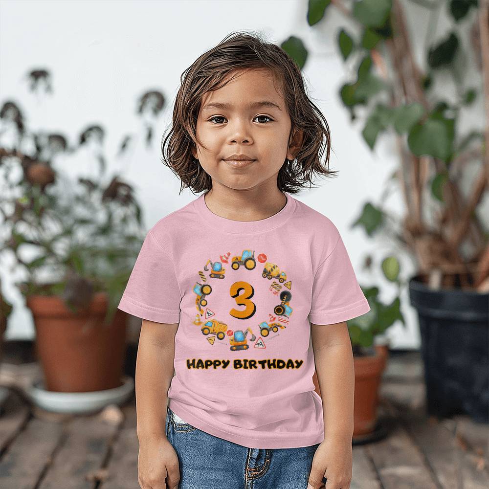 Construction Truck Tshirt, Birthday tshirt for kids, Birthday Tshirt for 3 years old, Construction theme