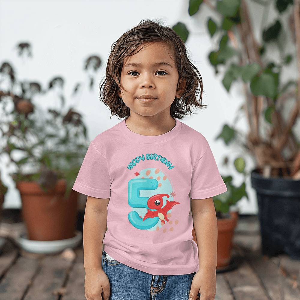 Dinosaur Birthday Tshirt, Happy Birthday Tshirt, Birthday Tshirt for 5 years old, tshirt for kids