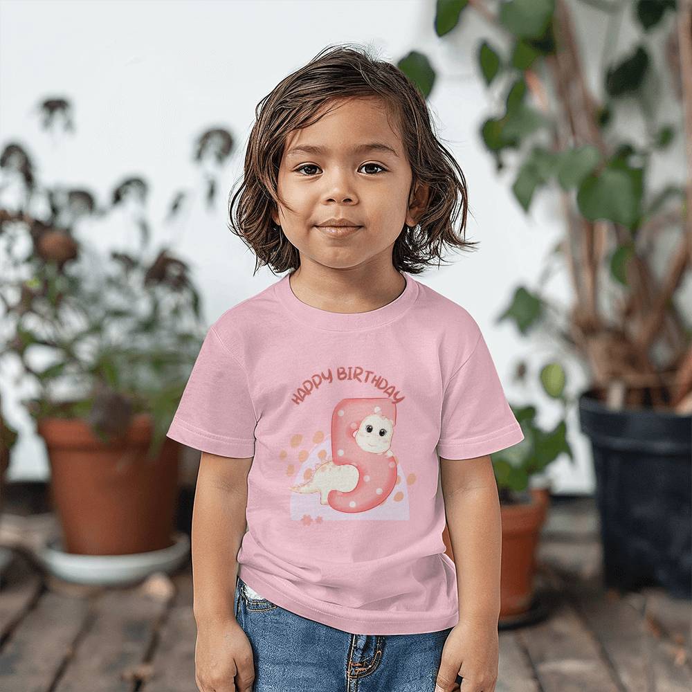 Pink Dinosaur Birthday Tshirt, Happy Birthday Tshirt, Birthday Tshirt for 5 years old, tshirt for kids