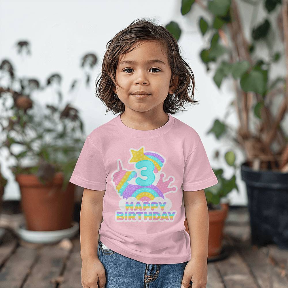 Pop it Birthday Tshirt, Happy Birthday Tshirt, Birthday Tshirt for 3 years old, tshirt for kids