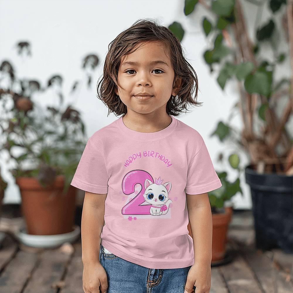 White cat princess Birthday Tshirt, Happy Birthday Tshirt, Birthday Tshirt for 2 years old, tshirt for kids