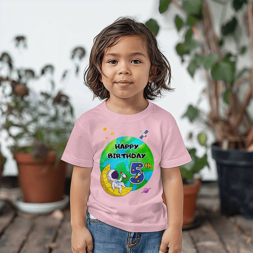 Astronaut Tshirt, Birthday Tshirt for 5 years old, Space theme tshirt for kids