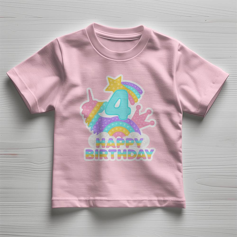 Pop it Birthday Tshirt, Happy Birthday Tshirt, Birthday Tshirt for 4 years old, tshirt for kids
