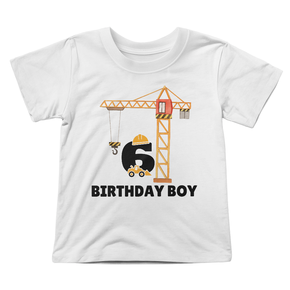 Construction T-shirt, Birthday T-shirt for 6 years old, Construction truck tshirt