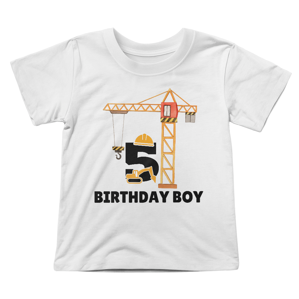 Construction T-shirt, Birthday T-shirt for 5 years old, Construction truck tshirt