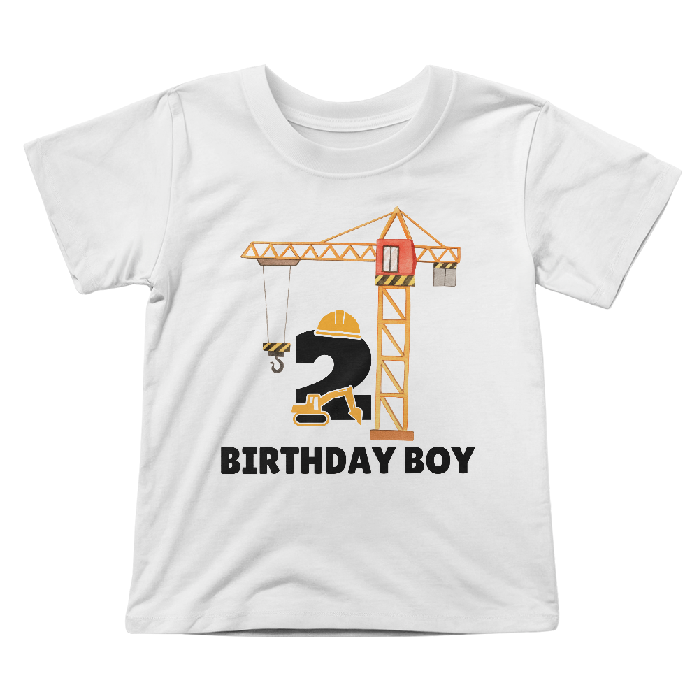 Construction T-shirt, Birthday T-shirt for 2 years old, Construction truck tshirt