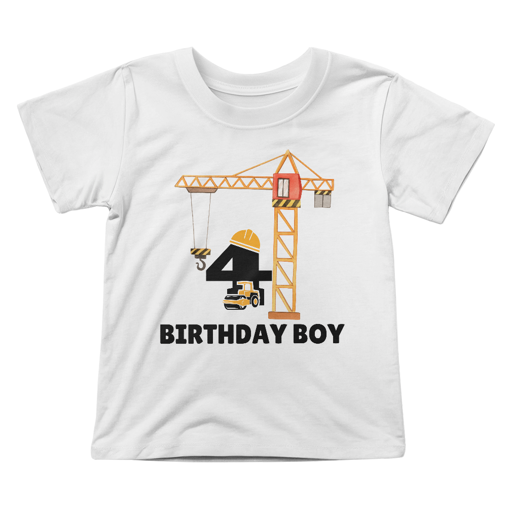 Construction T-shirt, Birthday T-shirt for 4 years old, Construction truck tshirt