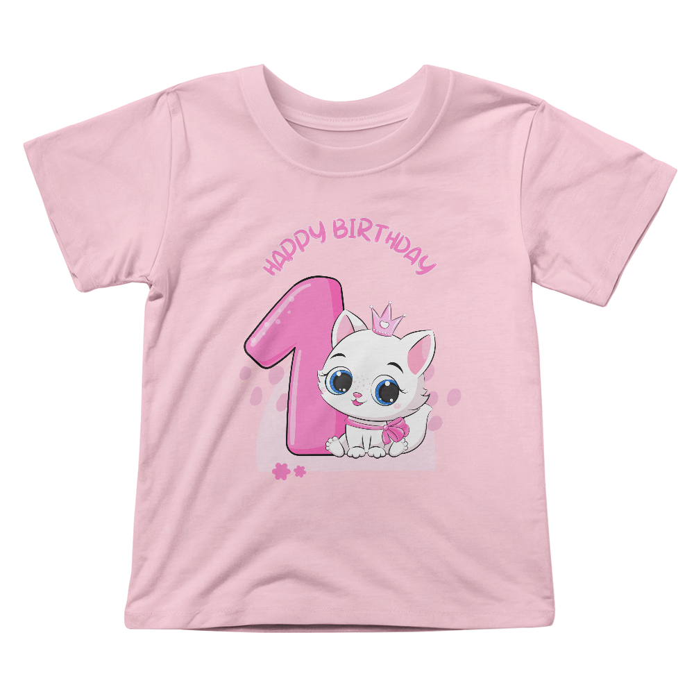 White cat princess Birthday Tshirt, Happy Birthday Tshirt, Birthday Tshirt for 1 year old, tshirt for kids