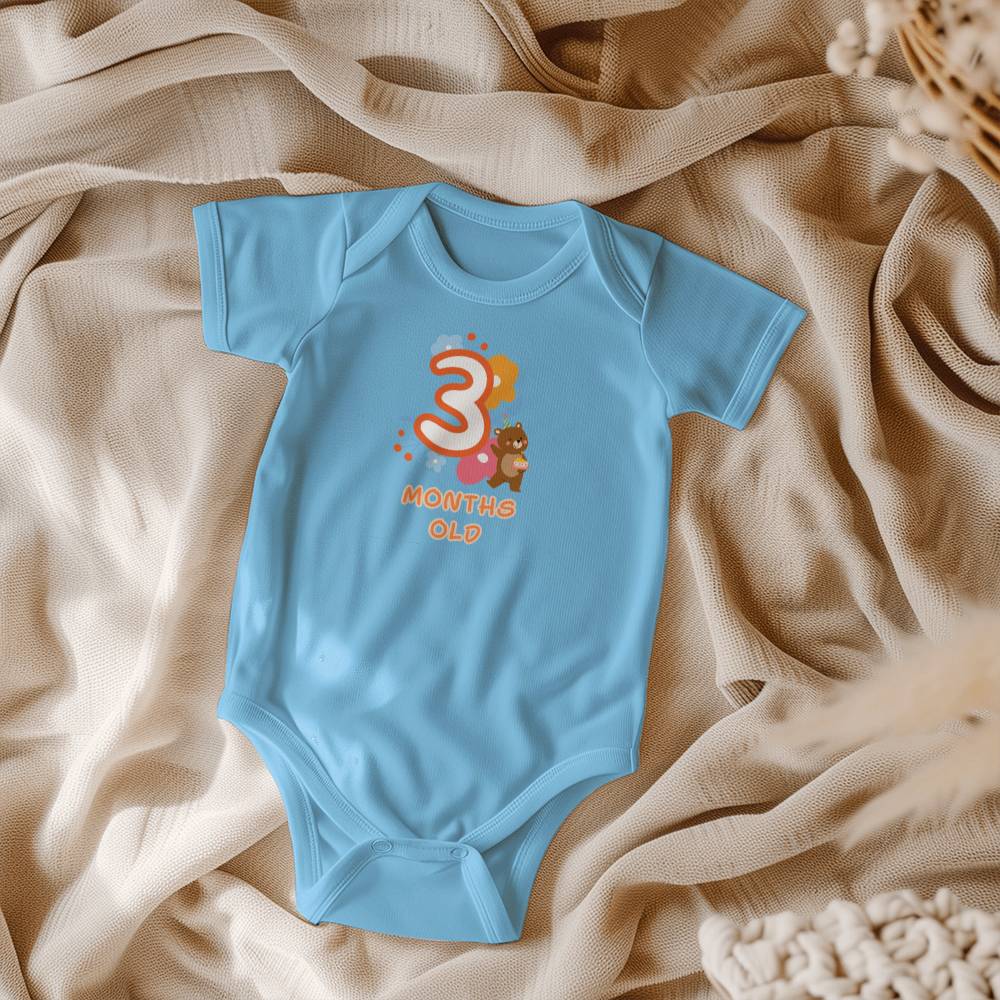 Cute animals baby milestone onesie 3 month olds, baby body, baby onesie