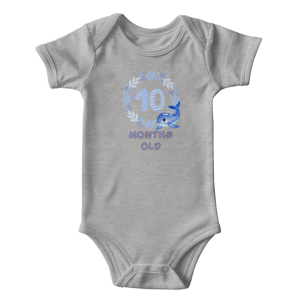Blue whale cute baby milestone onesie 10 months old, baby body, baby onesie