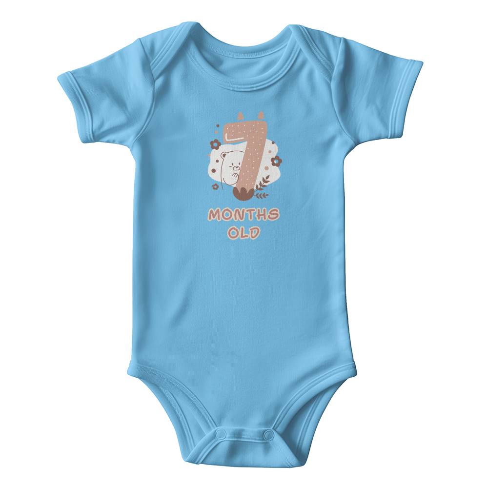 Cute bear baby milestone onesie 7 months old, baby body, baby onesie