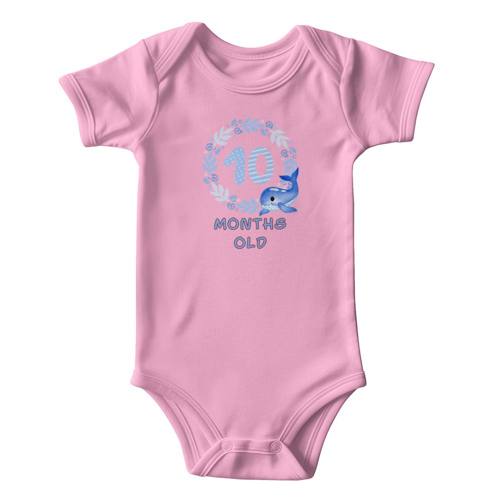Blue whale cute baby milestone onesie 10 months old, baby body, baby onesie