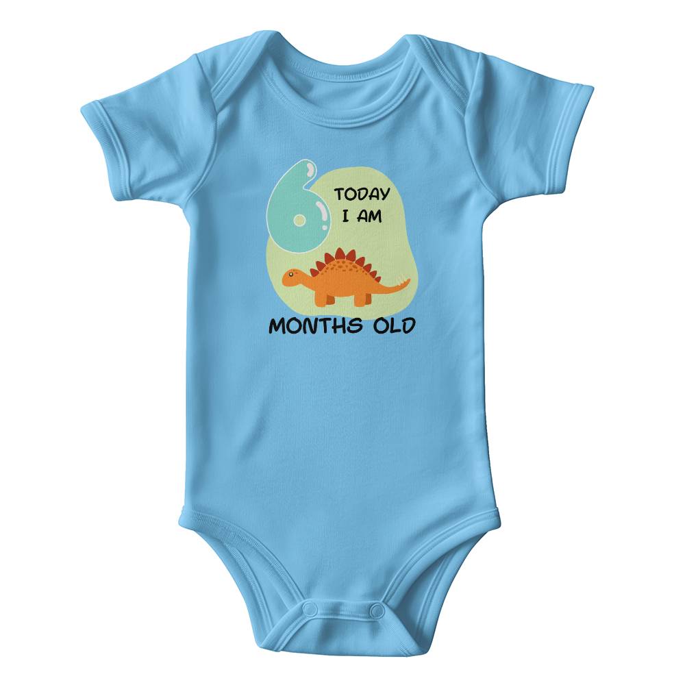 Dinosaur baby milestone onesie 6 months old, baby body, baby onesie