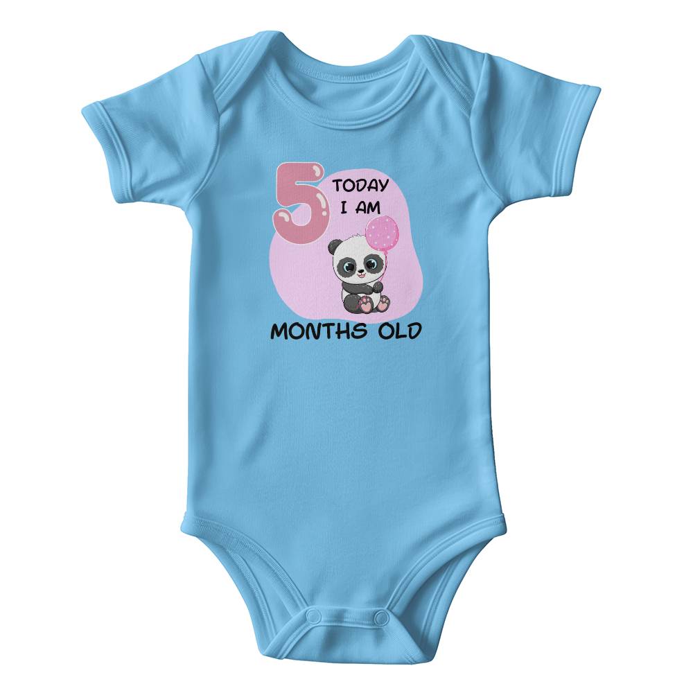 Pink Panda baby milestone onesie 5 months old, baby body, baby onesie