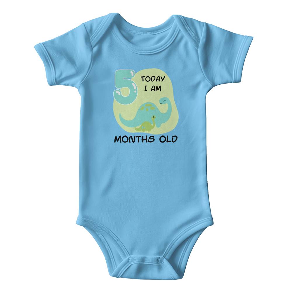 Dinosaur baby milestone onesie 5 months old, baby body, baby onesie