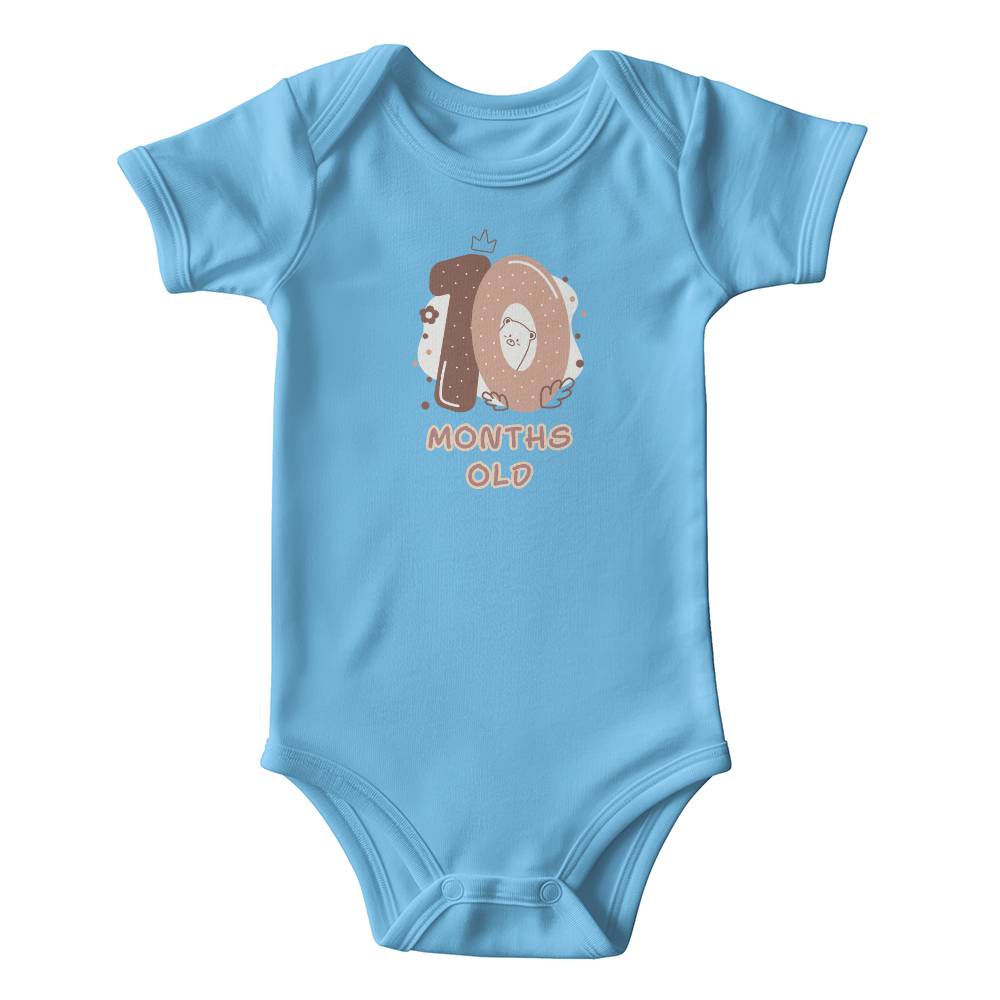 Cute bear baby milestone onesie 10 months old, baby body, baby onesie