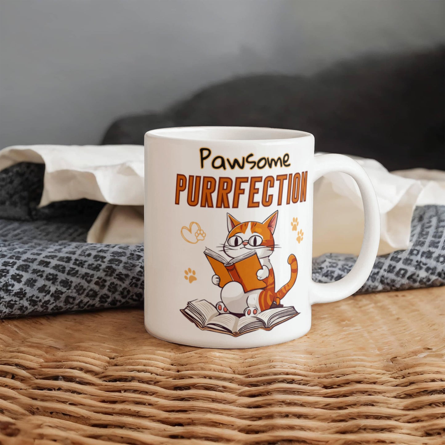 Pawsome Purrfection Mug for Cat Owners, Gift for Cat Lovers, Orange cat mug