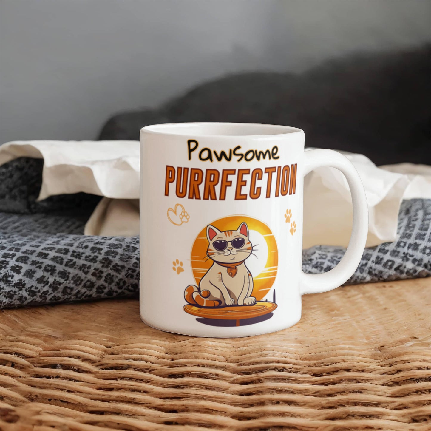 Pawsome Purrfection Mug for Cat Owners, Gift for Cat Lovers, Orange cat mug