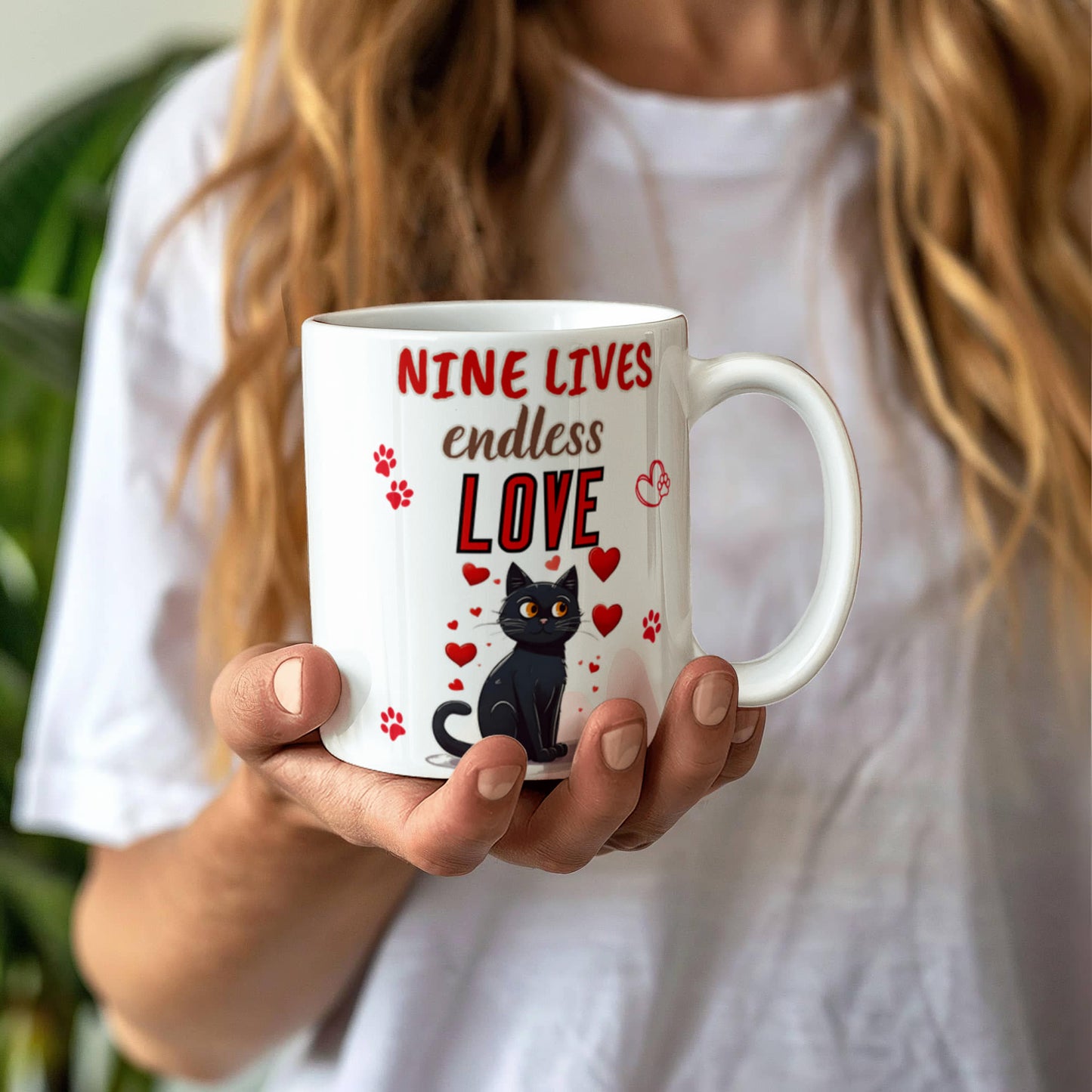 Nine lives, endless love Funny Cat mug, Ceramic Mug for Cat Owners, Gift for Cat Lovers