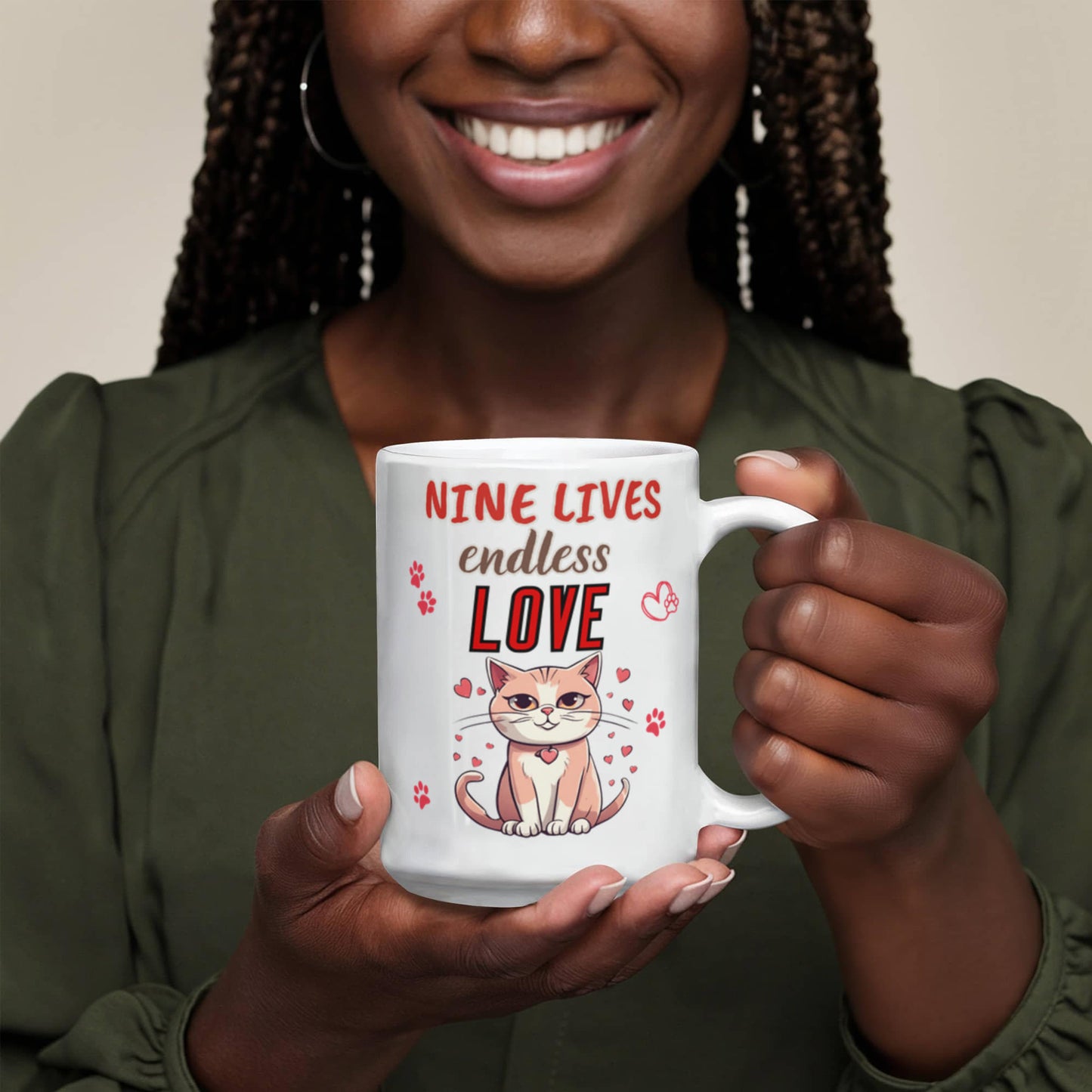 Nine lives, endless love Funny Cat mug, Ceramic Mug for Cat Owners, Gift for Cat Lovers
